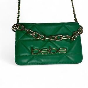 Green quilted BeBe faux leather crossbody bag